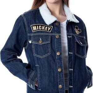 Disney official Mickey Mouse Faux Sherpa Denim Jean Jacket  Size Medium